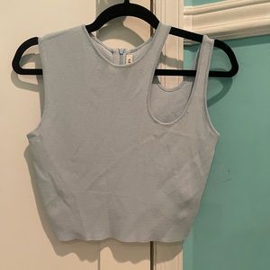 Mugler cropped light blue tank
